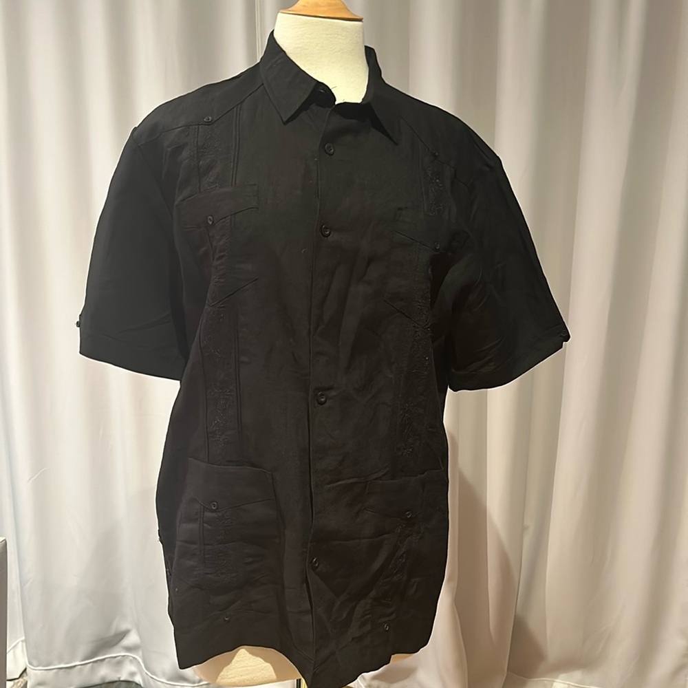 Cubavera Black L Guyavera shirt